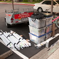 Getting everything organized before starting to pack the trailer.