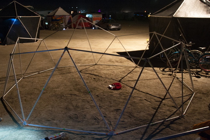 Dome halfway together for the first time on the playa!