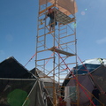Working on putting the flagpole w/ Beacon2 up.