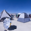 Our camp set up, with living room dome and solar cooker.